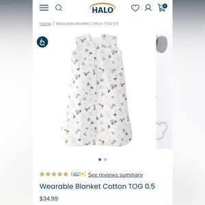 Halo Wearable BlanketCotton TOG .5 weather friends print size medium